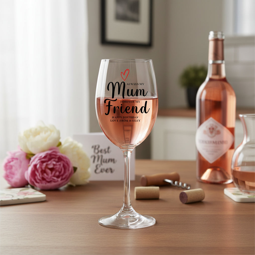 Personalised Mum Wine Glass Gift For Her With Love Heart Any Occasion Personalised Gin Glass ukgiftstoreonline
