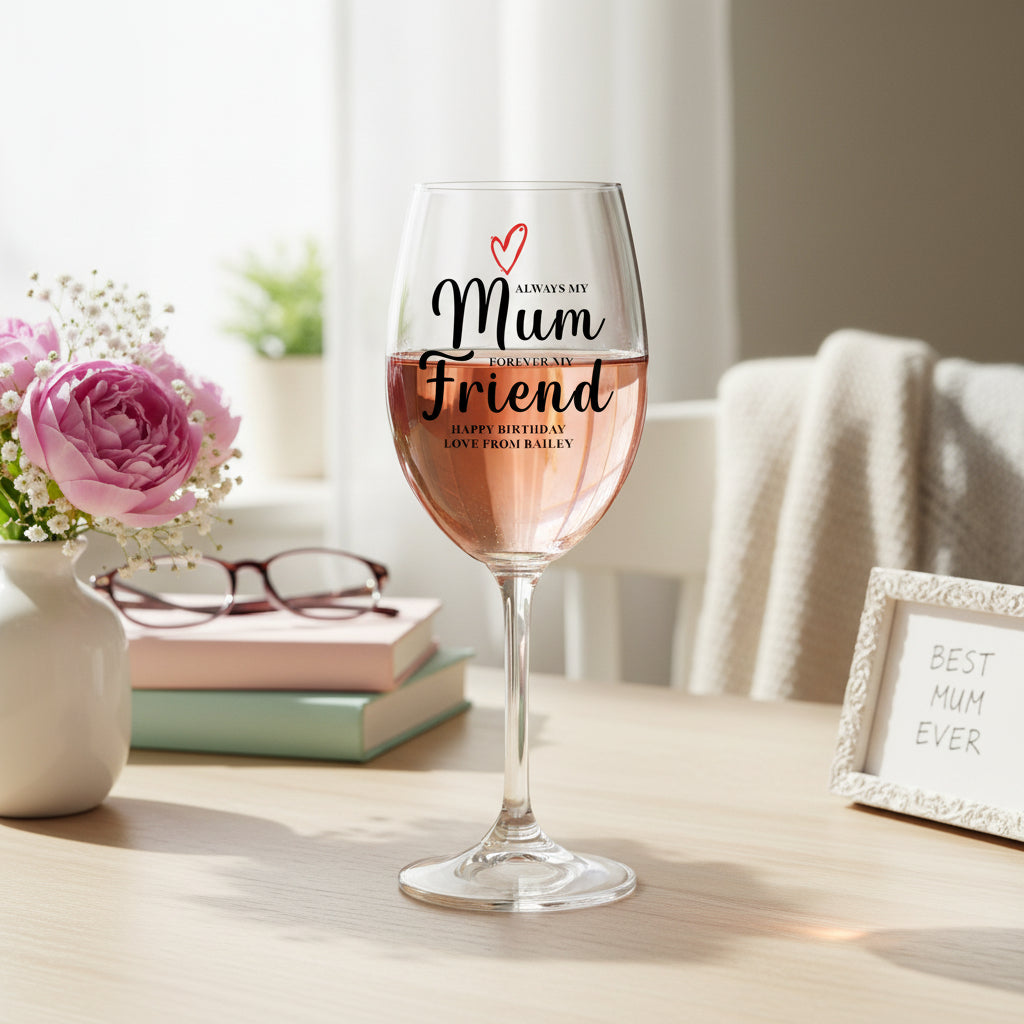 Personalised Mum Wine Glass Gift For Her With Love Heart Any Occasion Personalised Gin Glass ukgiftstoreonline