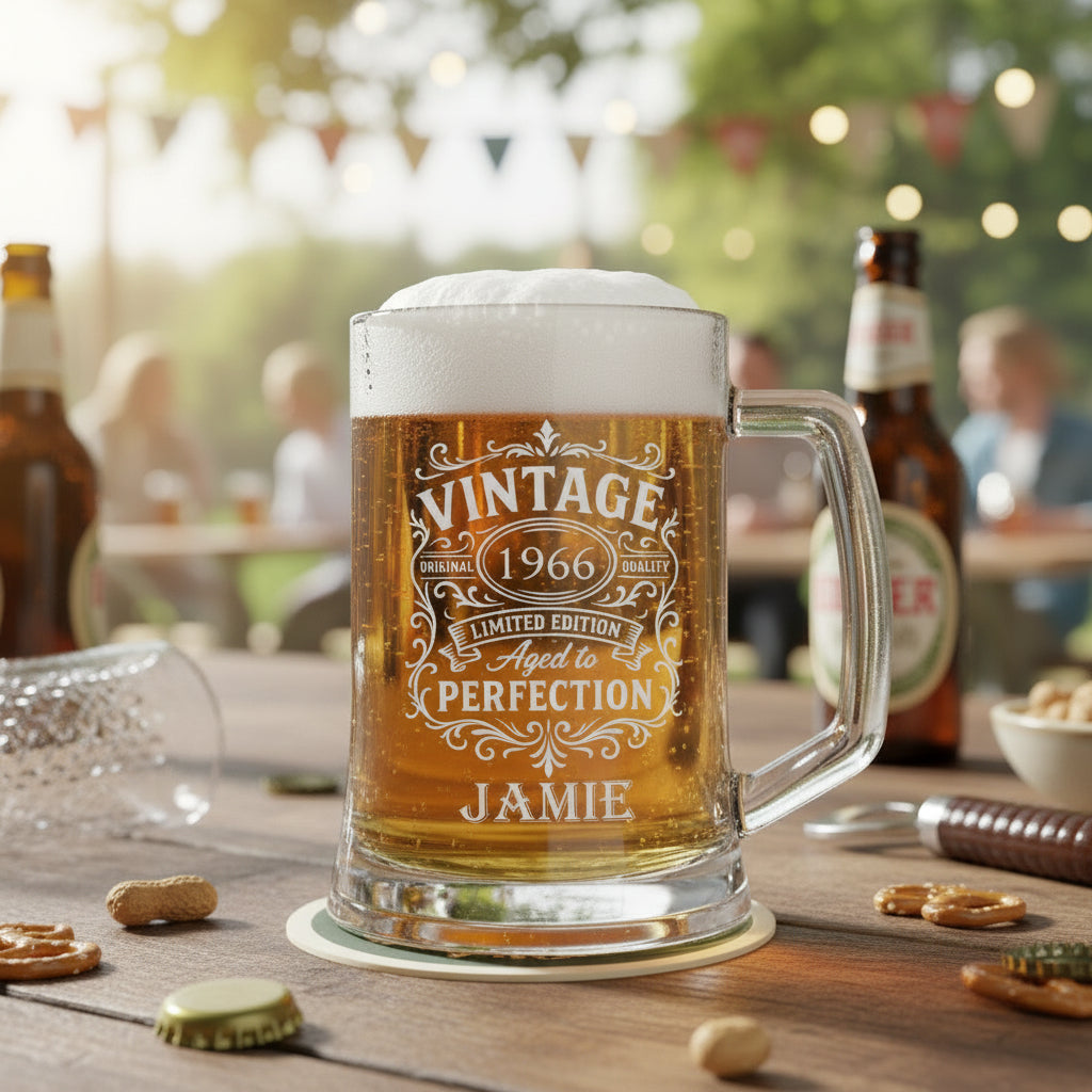 Personalised Engraved Tankard Beer Mug Stein Any Age And Year With Name Happy Birthday Gift Boxed, 510ml personalised beer glasses ukgiftstoreonline