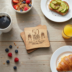 Set Of Two Personalised Wedding Anniversary Coasters Gift 5th, 10th, 25th, 30th, 40th, 50th, 60th anniversary Personalised Wedding Gift ukgiftstoreonline