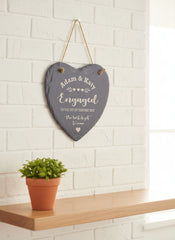 Engagement Gift Personalised Engraved Slate Heart Stone Personalised Engagement Gift ukgiftstoreonline