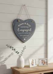 Engagement Gift Personalised Engraved Slate Heart Stone Personalised Engagement Gift ukgiftstoreonline