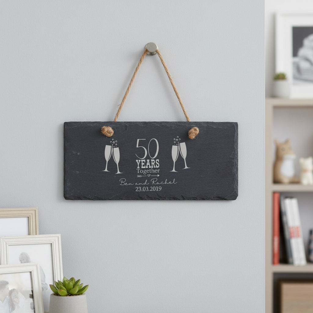 Personalised Slate 50th Anniversary Engraved Slate Plaque Gift Personalised Slate Marker ukgiftstoreonline