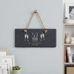 Personalised Slate 50th Anniversary Engraved Slate Plaque Gift Personalised Slate Marker ukgiftstoreonline
