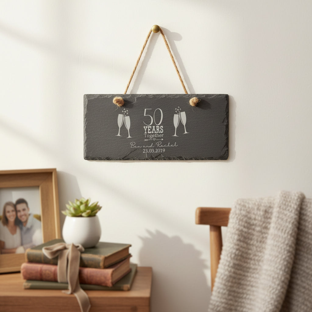 Personalised Slate 50th Anniversary Engraved Slate Plaque Gift Personalised Slate Marker ukgiftstoreonline