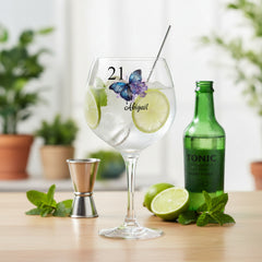 Personalised Personalised 21st Birthday Floral Cocktail Gin Glass Gift For Her Personalised Gin Glasses ukgiftstoreonline