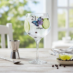 Personalised Personalised 21st Birthday Floral Cocktail Gin Glass Gift For Her Personalised Gin Glasses ukgiftstoreonline