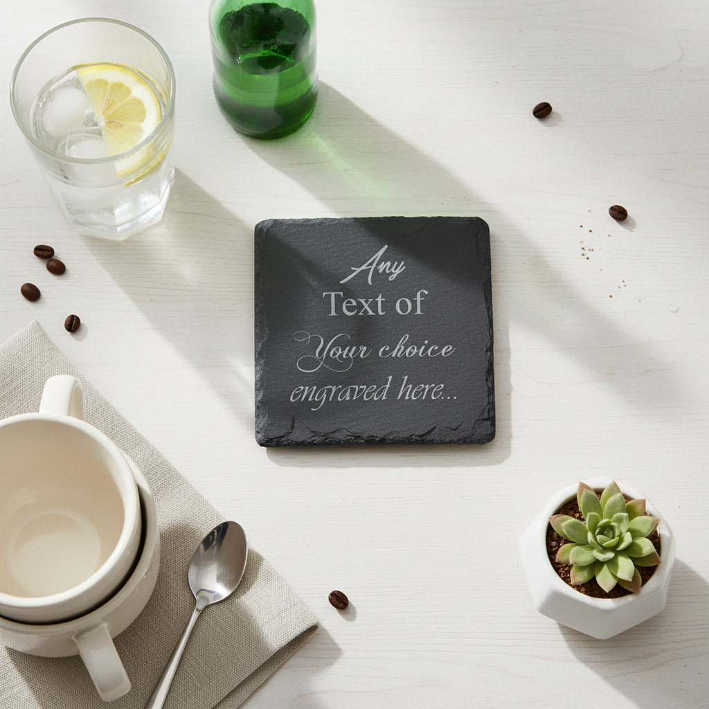 Personalised any engraving slate coaster gift suitable for Birthdays, anniversaries, mothers day fathers day, valentines and Christmas Personalised Slate Marker ukgiftstoreonline