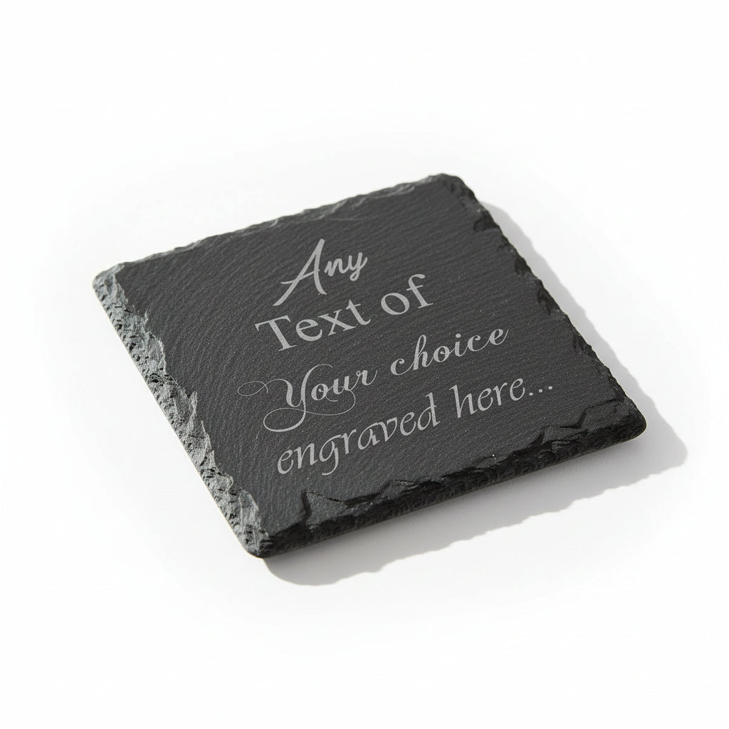 Personalised any engraving slate coaster gift suitable for Birthdays, anniversaries, mothers day fathers day, valentines and Christmas Personalised Slate Marker ukgiftstoreonline