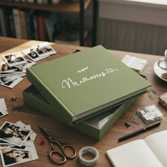 Memories Olive Green Photo Album With Leaf Design For 50 x 6 by 4 Photos photo album ukgiftstoreonline