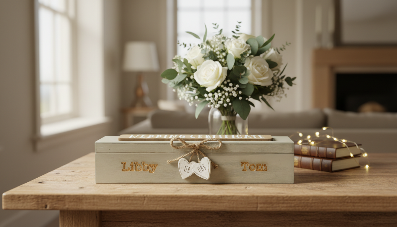 ukgiftstoreonline Personalised Wooden Wedding Certificate Holder Personalised Wedding Gift ukgiftstoreonline