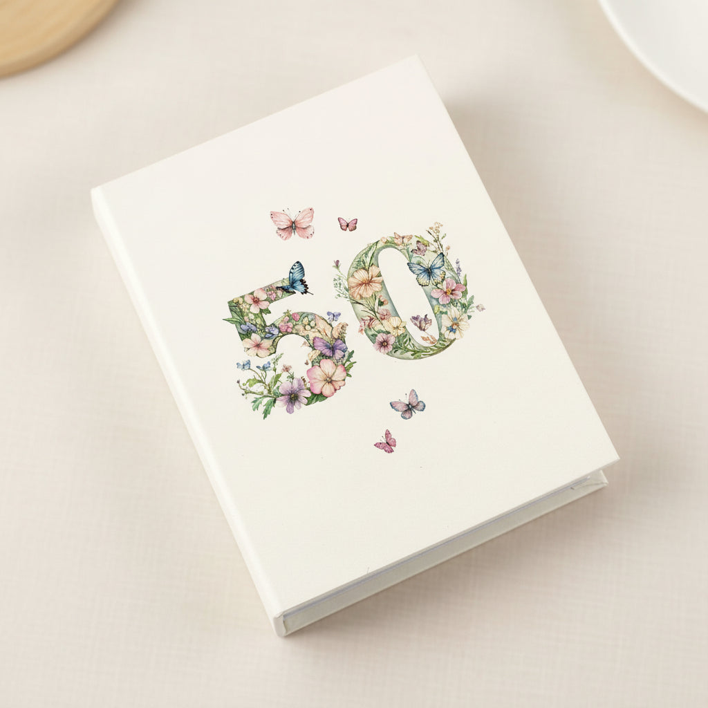 50th Birthday Photo Album Gift For Her 100 Photos 6"x4" Butterflies and Flowers Personalised Photo Album ukgiftstoreonline