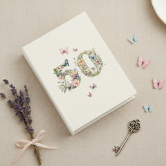 50th Birthday Photo Album Gift For Her 100 Photos 6"x4" Butterflies and Flowers Personalised Photo Album ukgiftstoreonline