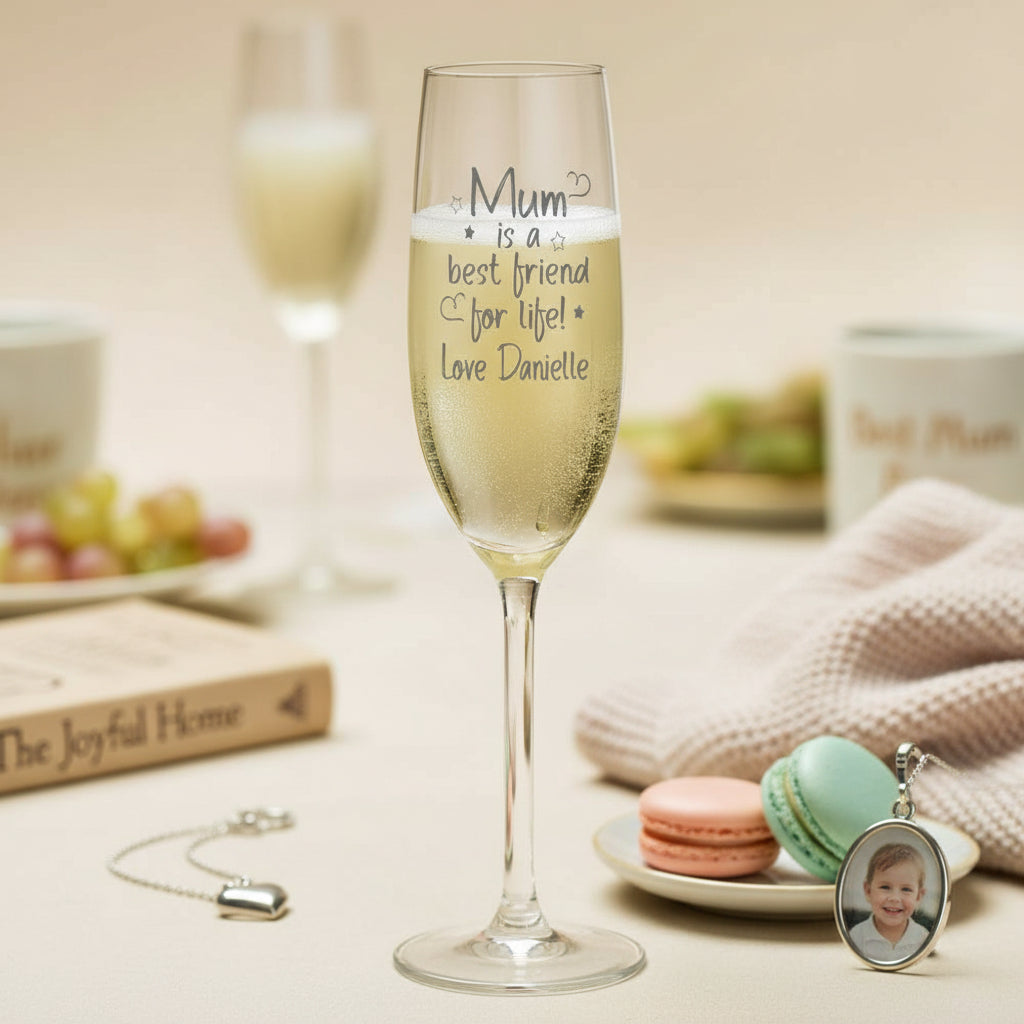Personalised Mum Best Friend Engraved Champagne Flute Prosecco Glass Gift Personalised Champagne Glasses ukgiftstoreonline