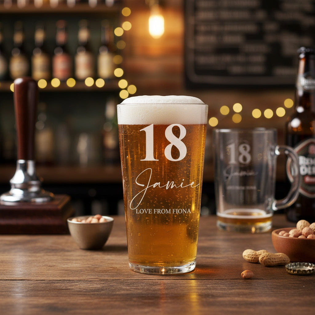 Personalised Engraved 18th Birthday Beer Perfect Pint Glass Gift personalised beer glasses ukgiftstoreonline