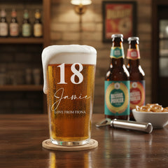 Personalised Engraved 18th Birthday Beer Perfect Pint Glass Gift personalised beer glasses ukgiftstoreonline