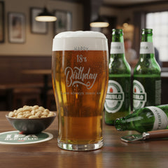 18th Birthday Personalised Engraved Beer Glasses Gift for Him personalised beer glasses ukgiftstoreonline