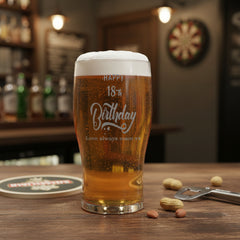 18th Birthday Personalised Engraved Beer Glasses Gift for Him personalised beer glasses ukgiftstoreonline