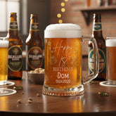 Personalised 18th Birthday Pint Engraved Beer Tankard Glass with Stars