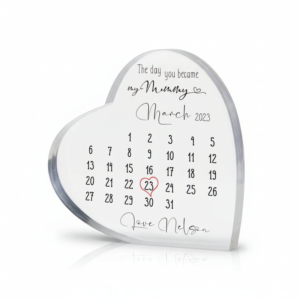 Personalised Day You Became My Mummy Date Heart Block In Premium Silk Lined Gift Box Personalised Plaque Gift ukgiftstoreonline