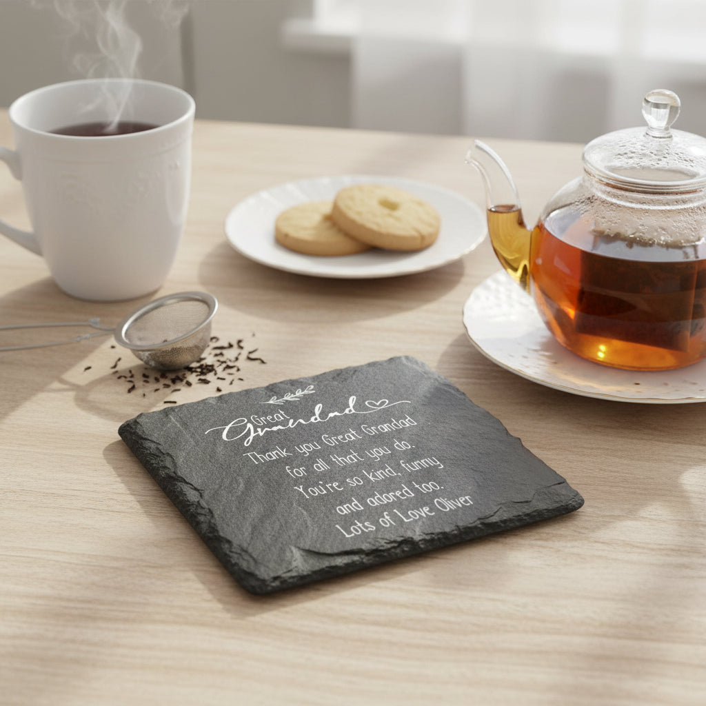 Personalised Great Grandad Sentiment Gift Engraved Slate Stone Drink Coaster Personalised Slates ukgiftstoreonline