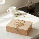 Personalised Tea Box Any Name Engraved With Old Fashion Pot Tea Box Raised Words