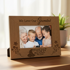 We Love Our Grandad To The Moon and Back Wooden Engraved Photo Frame Gift grandad photo frame ukgiftstoreonline