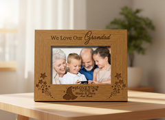 We Love Our Grandad To The Moon and Back Wooden Engraved Photo Frame Gift grandad photo frame ukgiftstoreonline
