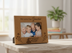 We Love Our Grandad To The Moon and Back Wooden Engraved Photo Frame Gift grandad photo frame ukgiftstoreonline