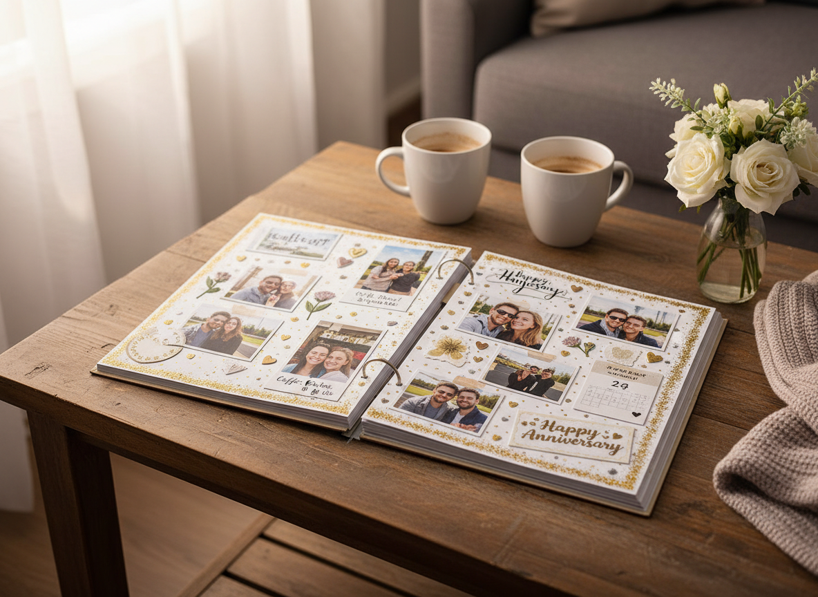 Personalised Our First Year Anniversary Engraved Wooden Scrapbook Photo Album Gift Anniversary Photo Album ukgiftstoreonline