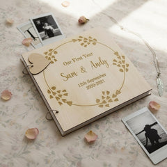 Personalised Our First Year Anniversary Engraved Wooden Scrapbook Photo Album Gift Anniversary Photo Album ukgiftstoreonline