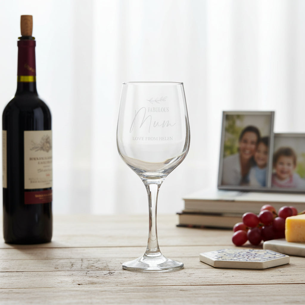 Personalised Fabulous Mum Engraved Wine Glass Gift with Sentiment Personalised Wine Glasses ukgiftstoreonline