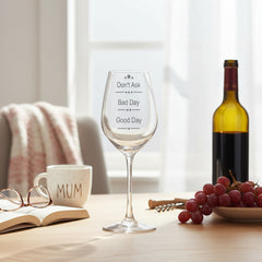 Good Day, Bad Day, Don’t Ask Wine Glass, Fun Novelty Bar Gift For Wine Lovers, Perfect Glasses For Red White Or Rose Wine Personalised Wine Glasses ukgiftstoreonline