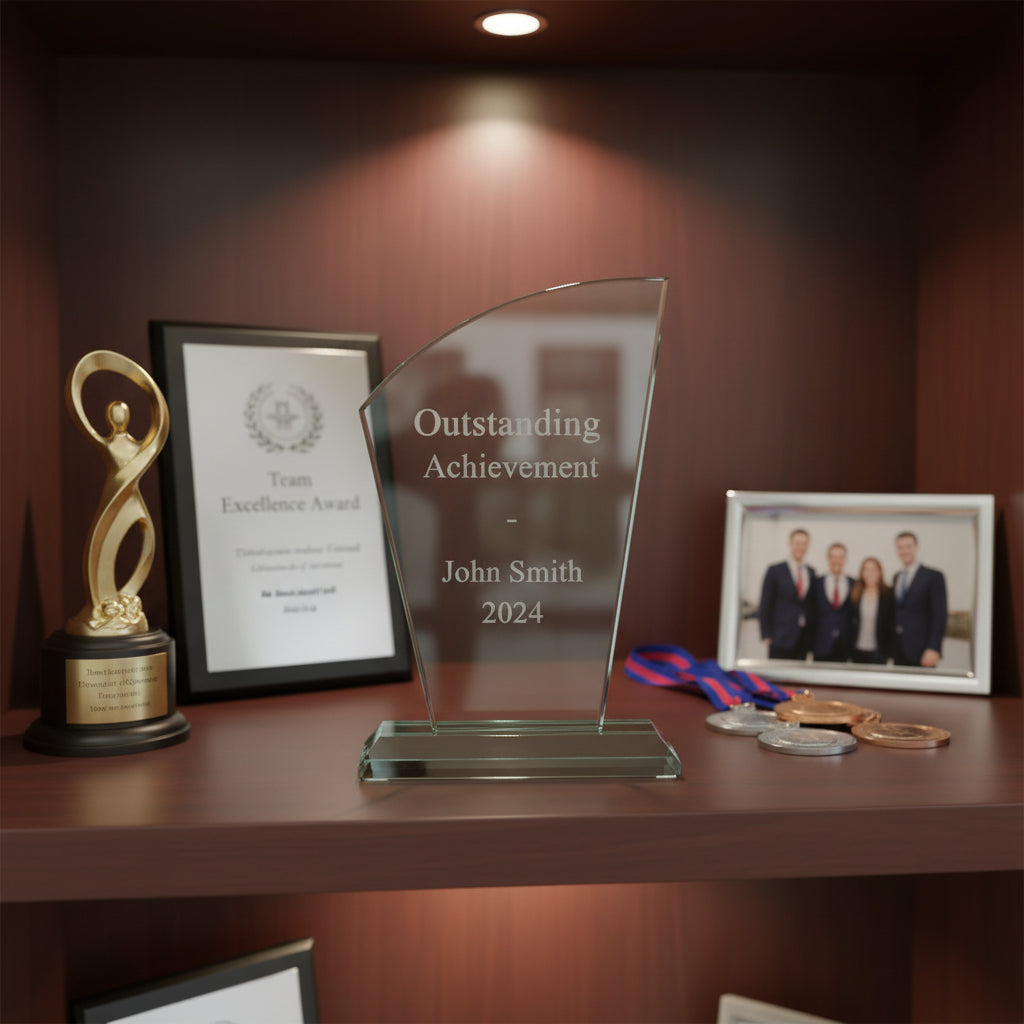 Jade Glass Personalised 15cm Award Trophy Any Engraving or Occasion Tapered Design Jade Glass ukgiftstoreonline