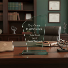 Jade Glass Personalised 15cm Award Trophy Any Engraving or Occasion Tapered Design Jade Glass ukgiftstoreonline