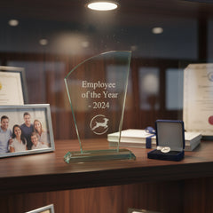 Jade Glass Personalised 15cm Award Trophy Any Engraving or Occasion Tapered Design Jade Glass ukgiftstoreonline