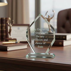 Jade Glass Personalised 15cm Award Trophy Any Engraving or Occasion Diamond Shape Jade Glass ukgiftstoreonline