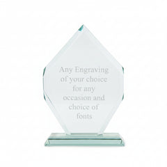 Jade Glass Personalised 15cm Award Trophy Any Engraving or Occasion Diamond Shape Jade Glass ukgiftstoreonline
