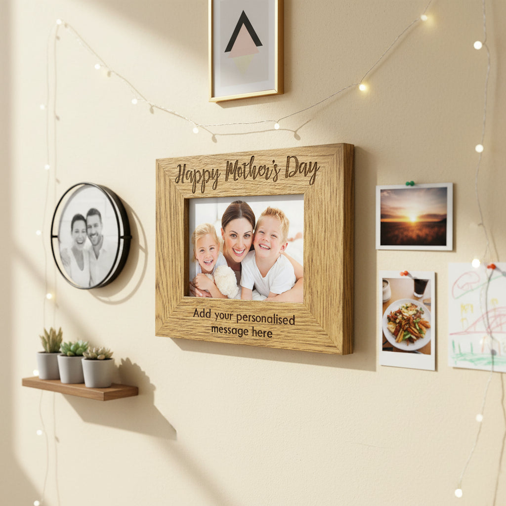 Personalised Happy Mothers Day Engraved Wooden Photo Frame Gift Mothers Day Photo Frame ukgiftstoreonline