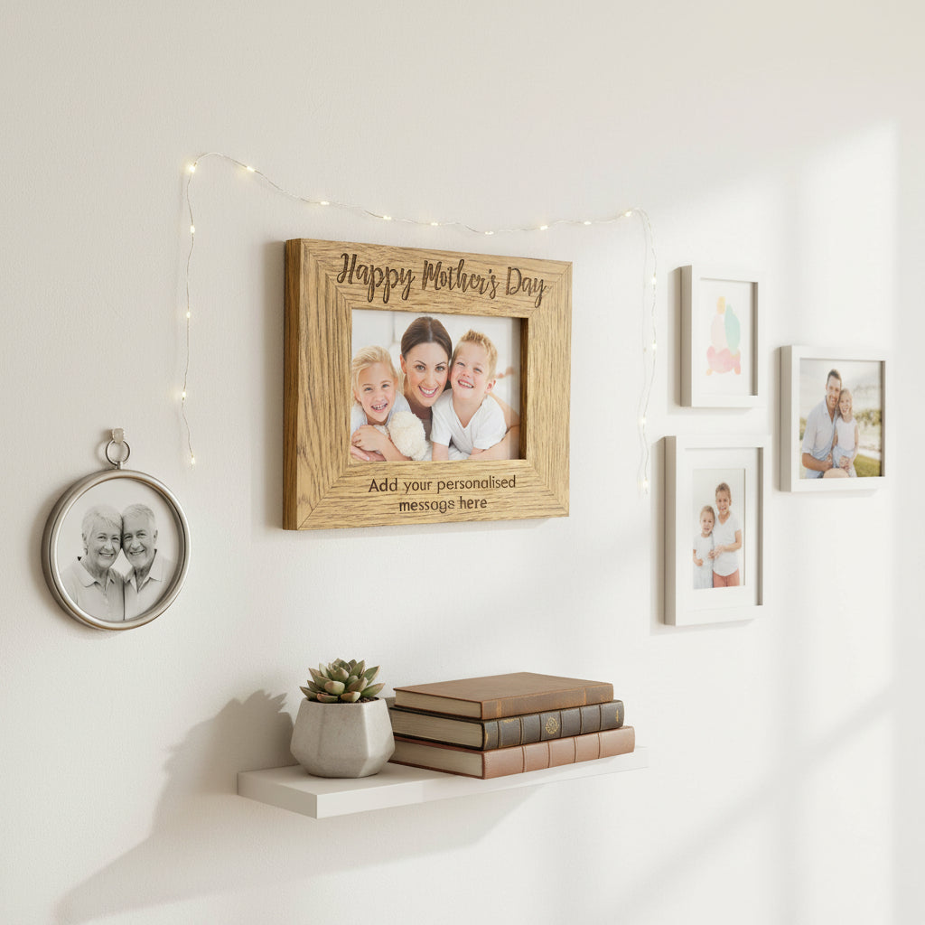 Personalised Happy Mothers Day Engraved Wooden Photo Frame Gift Mothers Day Photo Frame ukgiftstoreonline