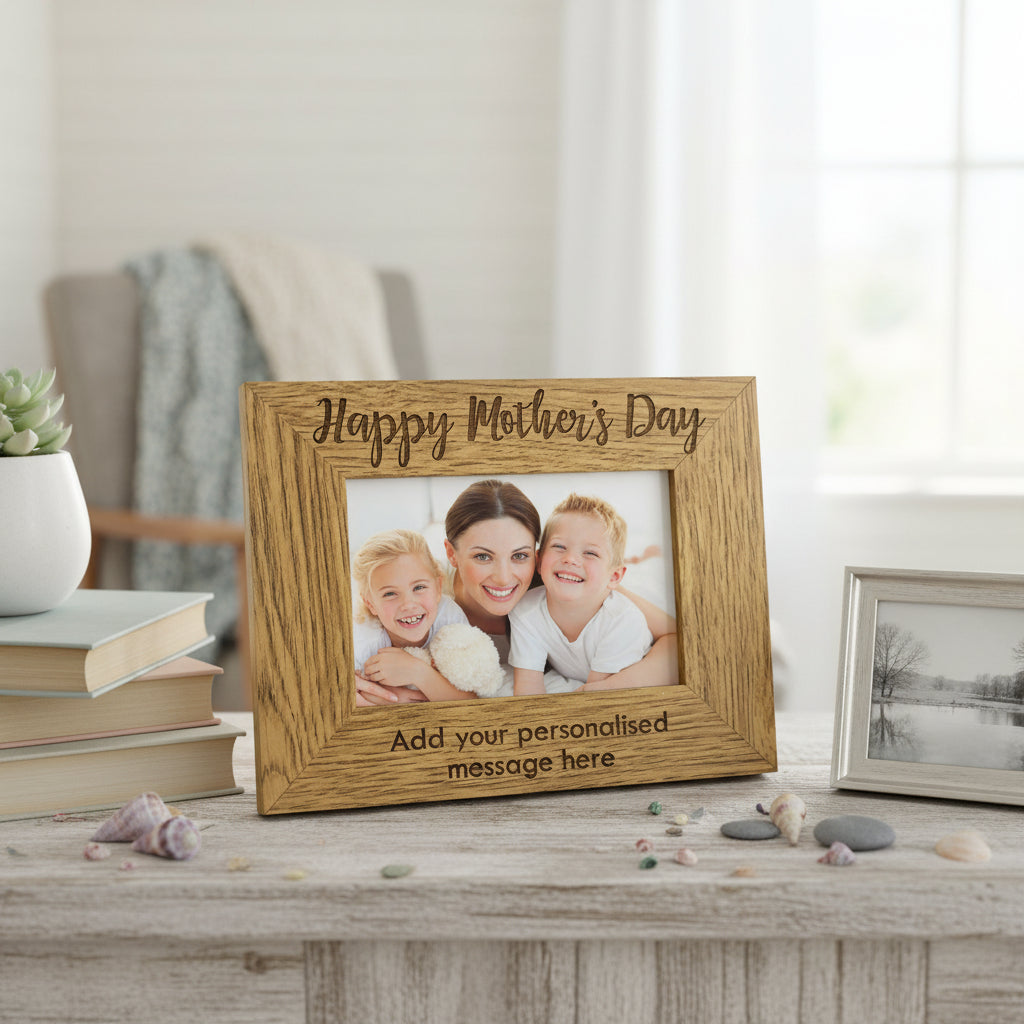 Personalised Happy Mothers Day Engraved Wooden Photo Frame Gift Mothers Day Photo Frame ukgiftstoreonline
