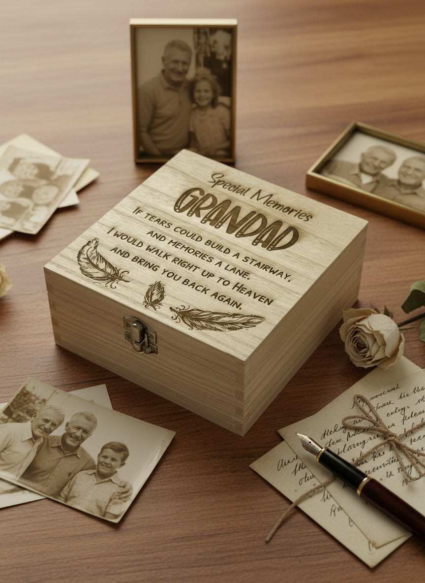 Grandad In Loving Memory Engraved Wooden Keepsake Box Gift Keepsake Memory Box ukgiftstoreonline