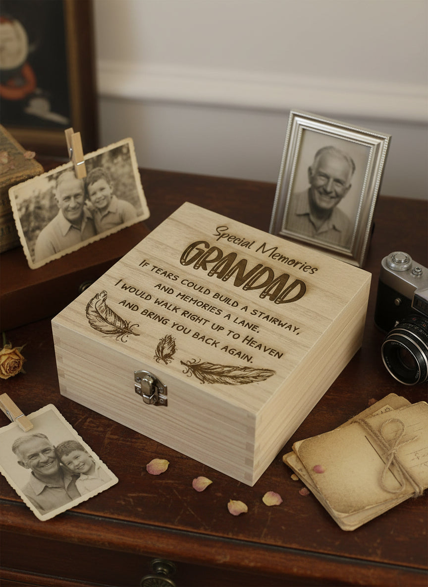 Grandad In Loving Memory Engraved Wooden Keepsake Box Gift Keepsake Memory Box ukgiftstoreonline