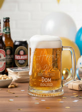 Personalised 21st Birthday Pint Beer Tankard Glass with Stars personalised beer glasses ukgiftstoreonline