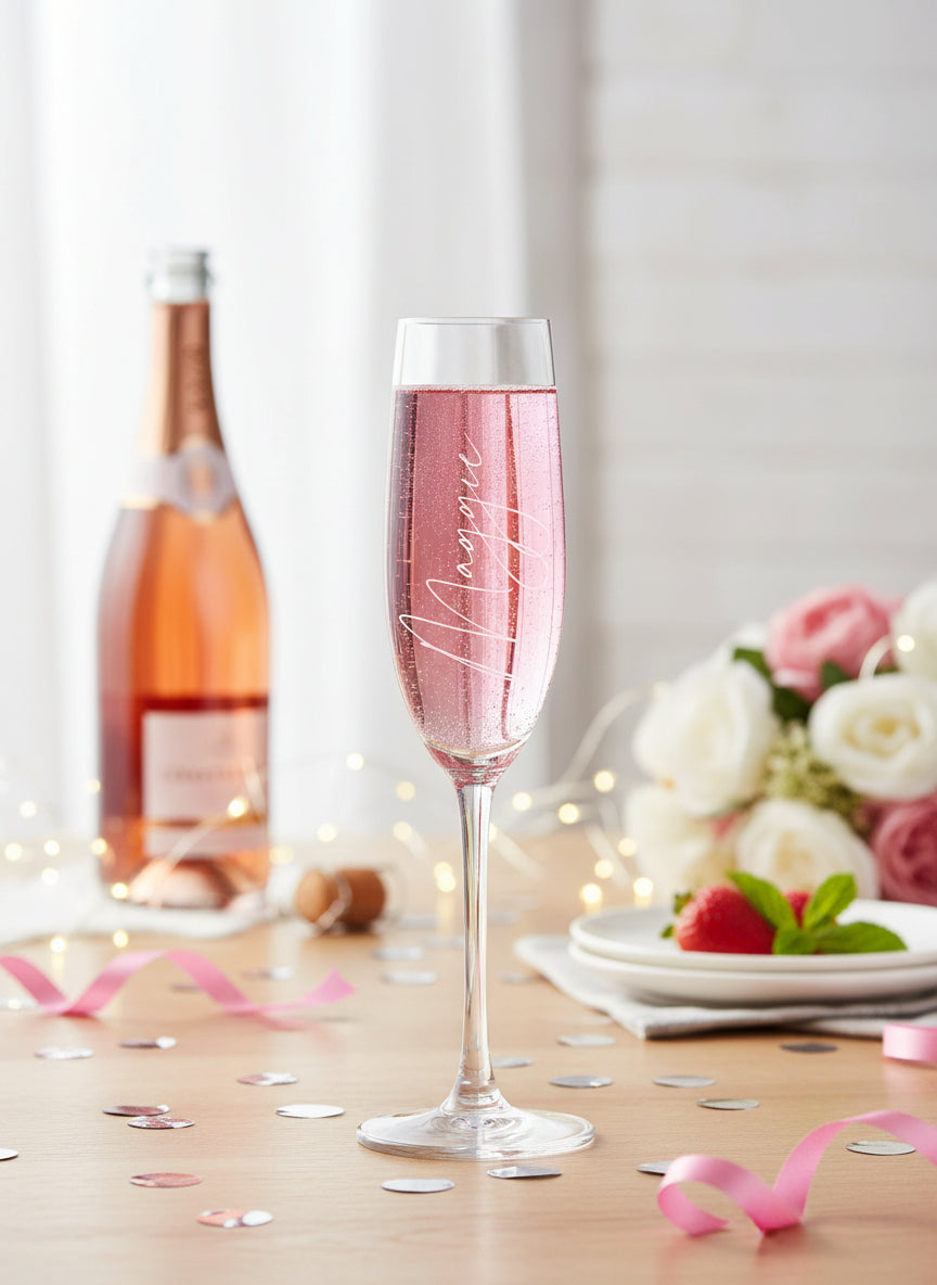 Personalised Engraved Champagne Flute Prosecco Glass Any Name Script Font Personalised Gifts ukgiftstoreonline