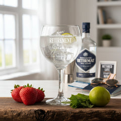 Personalised Retirement Gin and Tonic or Cocktail Glass with Name Gift Boxed