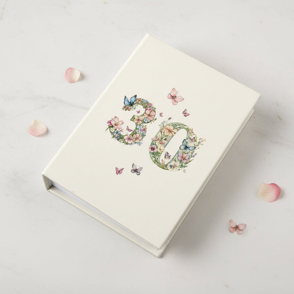 30th Birthday Photo Album Gift For Her 100 Photos 6"x4" Butterflies and Flowers Personalised Photo Album ukgiftstoreonline