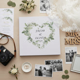 Personalised Large Linen Cover Wedding Photo Album Floral Heart photo album ukgiftstoreonline