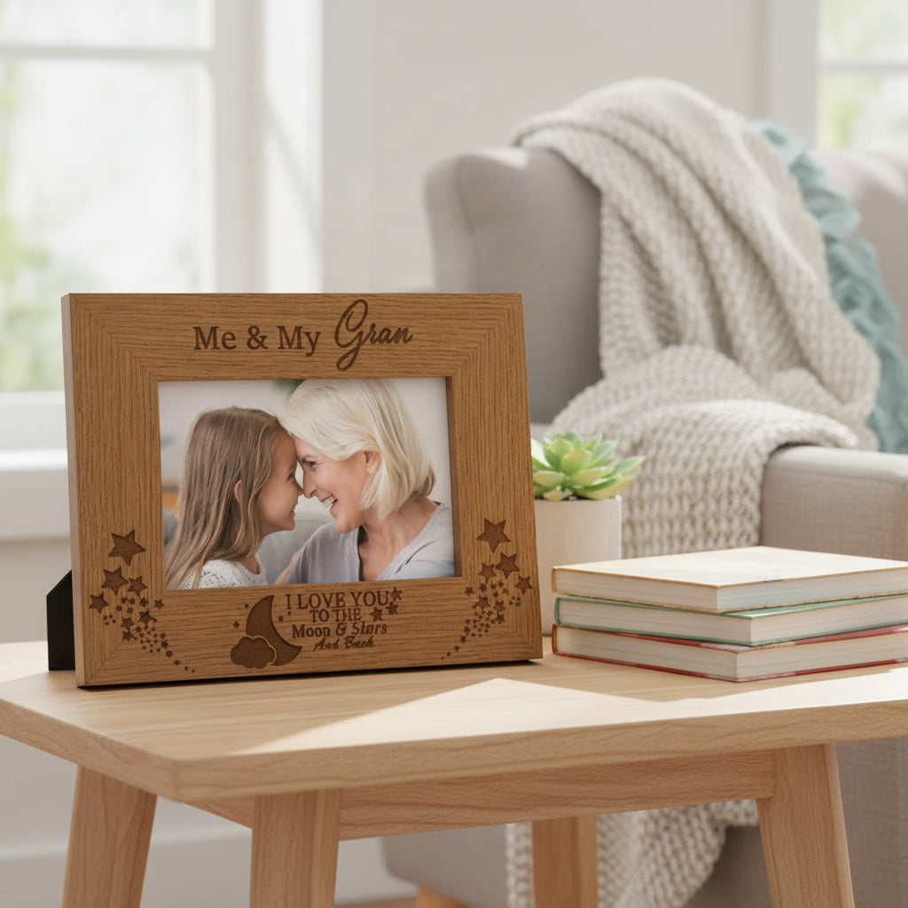 Me and My Gran Love You To The Moon Engraved Wooden Photo Frame Gift Gran Photo Frame ukgiftstoreonline