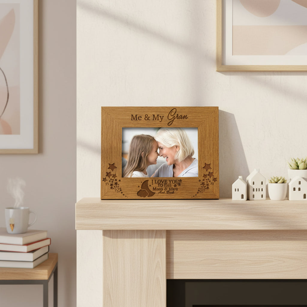 Me and My Gran Love You To The Moon Engraved Wooden Photo Frame Gift Gran Photo Frame ukgiftstoreonline